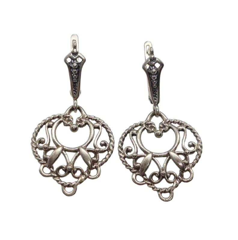 Orecchini pendenti vintage insoliti filigrana argento sterling 925 cuore... - Immagine 2 di 4