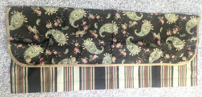 Waverly Rod Pocket Paisley Valance w/ Button Trim ~ Brown Pink Tan 18" x 42"