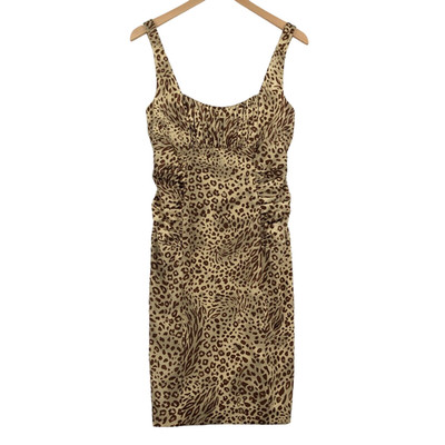 David Meister Women's Leopard Print Wide Strap Back Zipper A-Line Dress Size 6