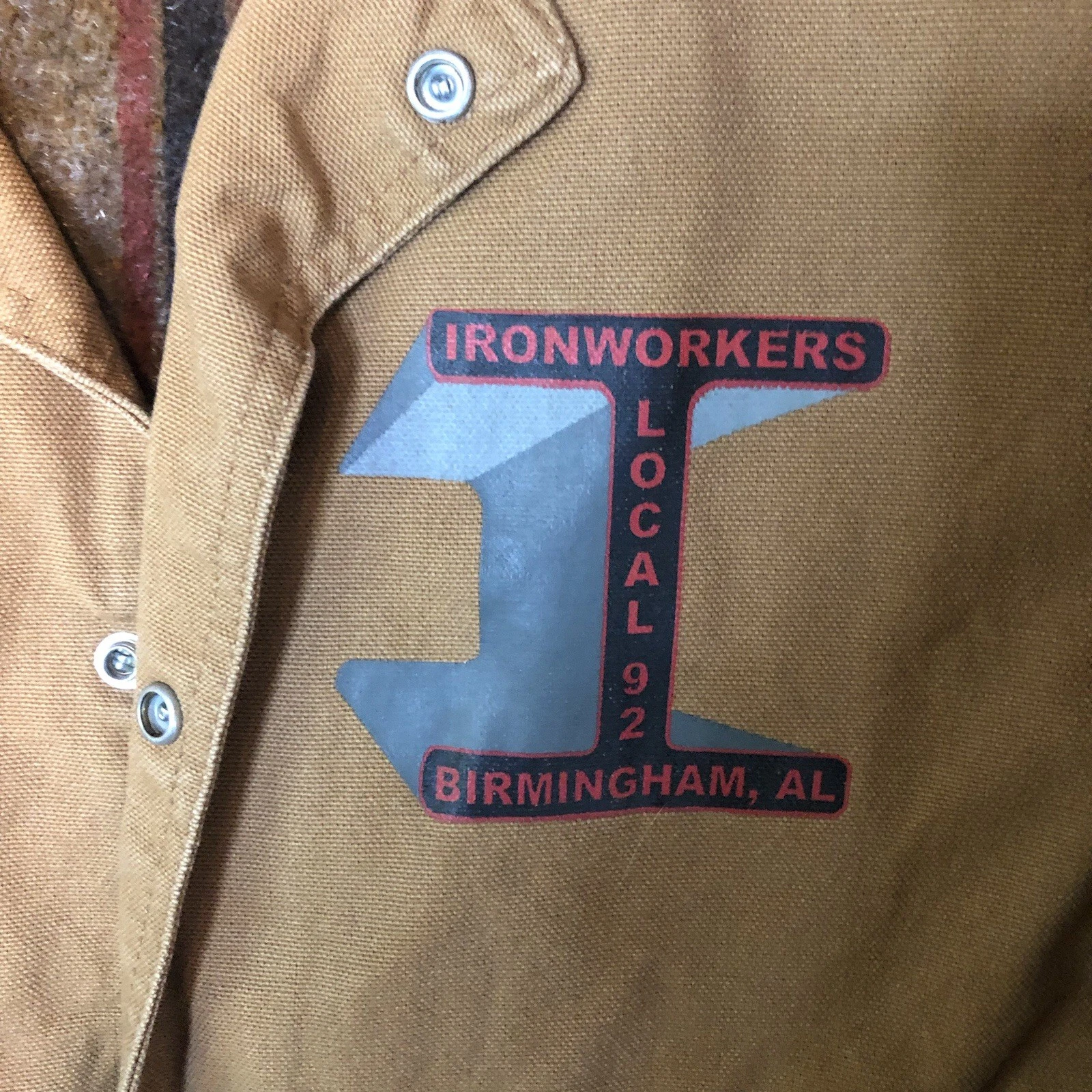 Vintage Paella Canvas Coat- Birmingham Iron Workers Union- Size L- Made USA - product detail image 2