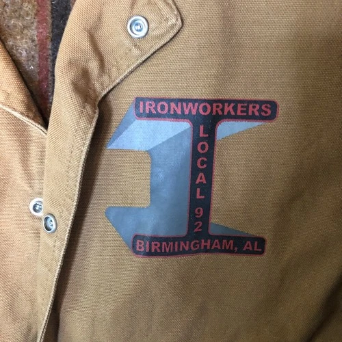 Vintage Paella Canvas Coat- Birmingham Iron Workers Union- Size L- Made USA image 2