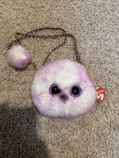 THE TY FASHION COLLECTION "KENYA" PASTEL LAVENDER OSTRICH BEANIE BOO MINI PURSE
