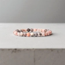 Pink Zebra Jasper Natural Stone 6mm Beaded Bracelet Bohemian Trendy