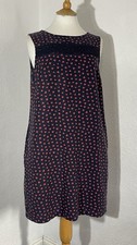 Next Size 12 Dress Navy Heart Pockets Linen Blend Summer Holiday Casual 1589