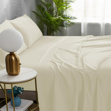 Cooling Top Split King Sheets Set, 100 Rayon from Bamboo, Luxury Bedding