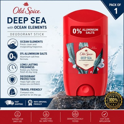 Old Spice Deep Sea Deodorant Stick 50ml Citrus Fresh Men Body Odour Care