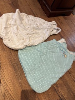 2 x Baby Schlafsack Weiß Und Hellblau Obermaterial 100% Baumwolle