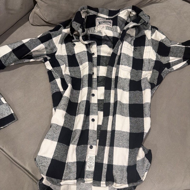 Schott Bros Shirt Men's S Blue White Work Pockets Plaid Outdoor American