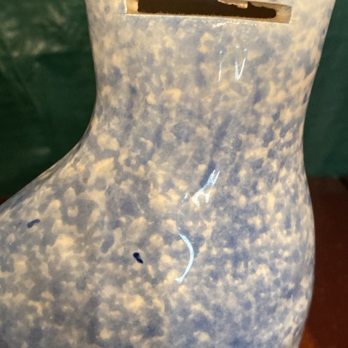 Vintage blau & weiß Katze Bank gesprenkelt Schwamm bemalt Statue Figur - Bild 15 von 24