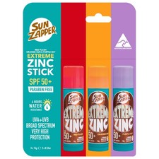 Sun Zapper Extreme Zinc Sunscreen Stick 3-Pack SPF 50 Red Orange Purple   Co...