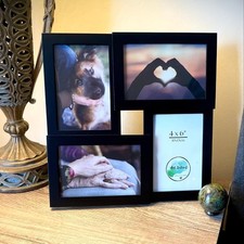 4X6 Picture Frame Collage, Black, 4 Photos, Multiple Pictures, Free shipping