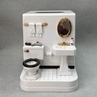 #ad Novelty Tissue Box Holder Mini Bathroom Fun Damental Too 1995 Sounds Work $49.95