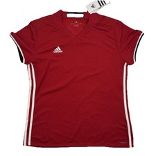 NWT Women s Adidas Condivo 16 Soccer Jersey Shirt Red White Stripes Adizero Sz L
