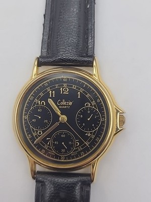 Collezio Quartz Mens Wristwatch   Black Dial Black Band New Battery Working