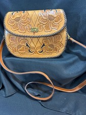 Western , Leather Vintage 1970s Tooled Leather Floral Purse