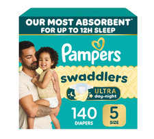 Pampers Swaddlers Ultra Day  Night Baby Diapers Size 5 20-37 lb , 140-count