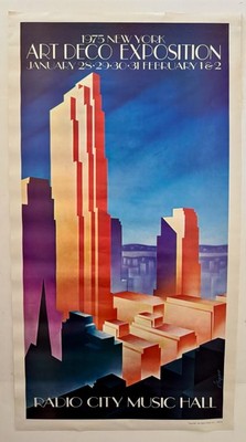 1975 New York Art Deco Exposition Radio City Music Hall Poster