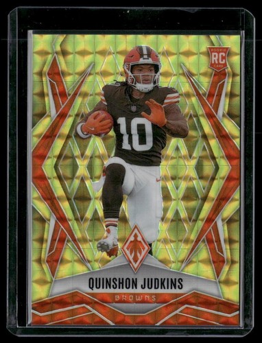 2025 Panini Phoenix #191 Quinshon Judkins Yellow Pyramids Prizm #/185