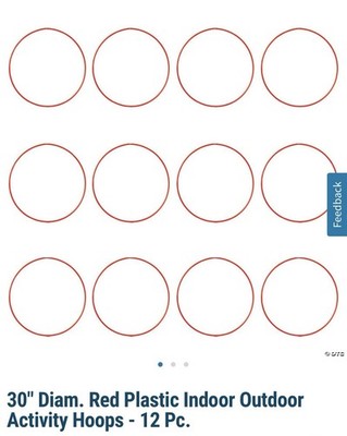 Lot Of 12 30  Diameter Plastic Hula Hoops Assorted Colors