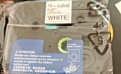 12mm 0.47'' White Label Tape Cartridge for Brother P-Touch Factory Sealed-4 PACK