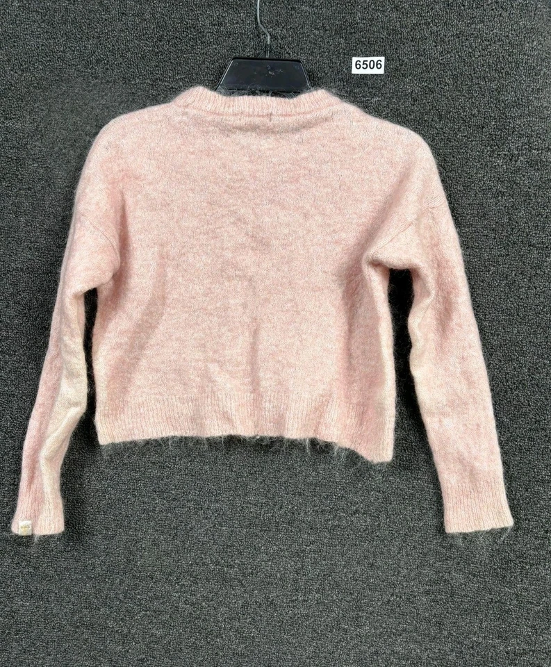 Suéter Obey Feminino Médio Rosa Mohair Lã Fuzzy Cropped Pulôver Malha Macia - Imagem 2 de 4