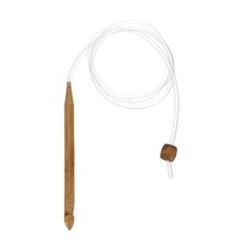 Bamboo Tunisian Circular Crochet Hook 10mm US N/15 with Cable Bead Brown
