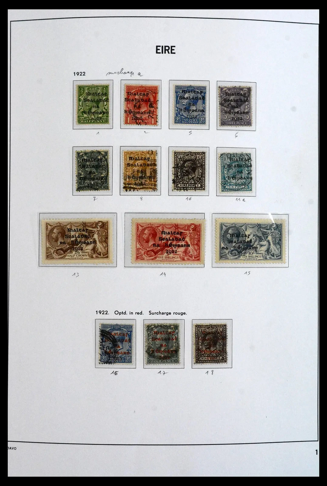 IRELAND 1922-2007 MNH w/ Overprints in 3 DAVO Albums Stamp Collection
