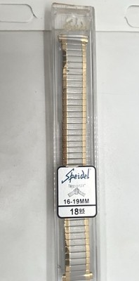 NEW VTG SPEIDEL Mens Watch Band Silver/Gold Expansion 16-19mm Curved Lugs- 6.25 
