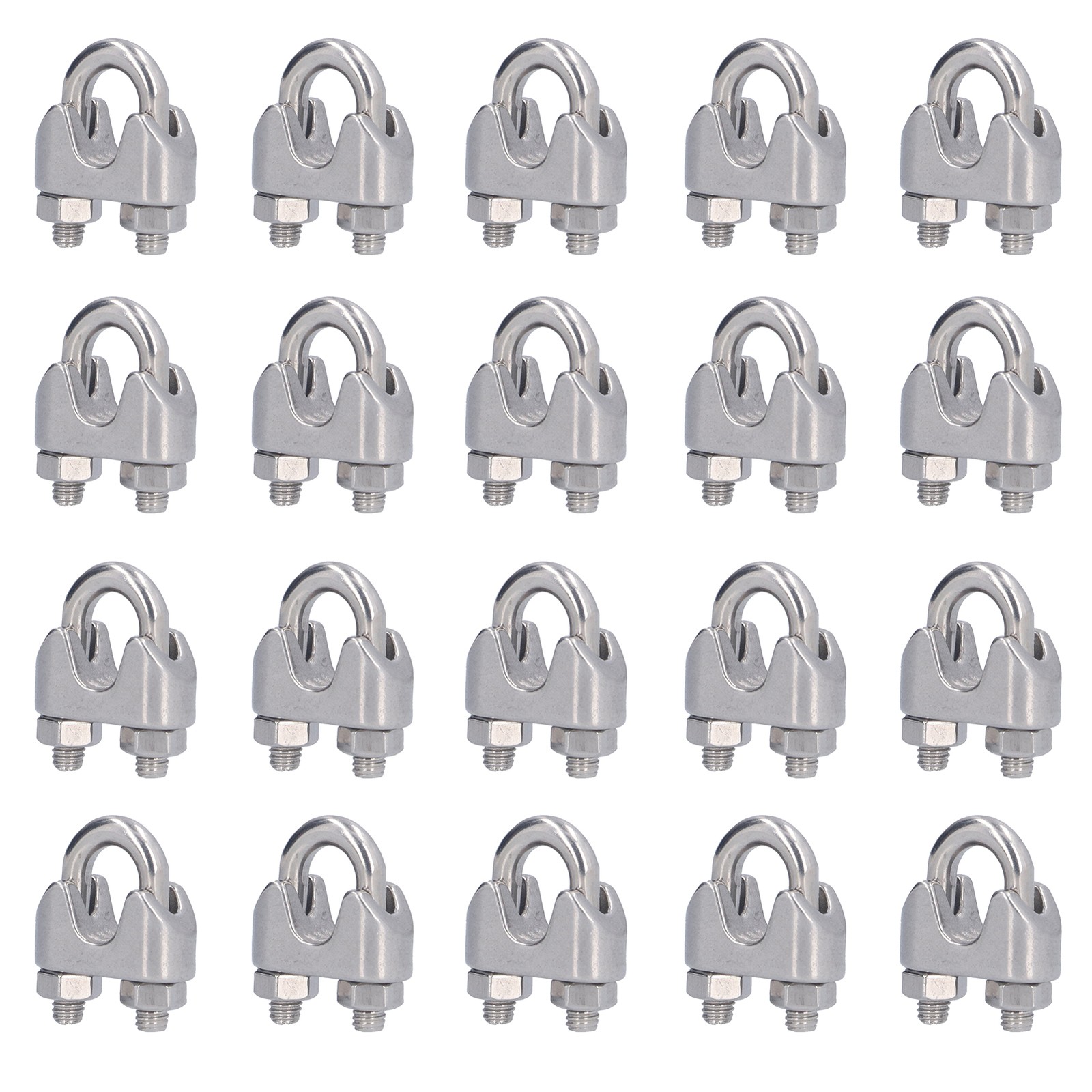 New 20Pcs Stainless Steel Wire Rope Clamp Hardware Rigging Cable Clip Lock