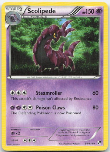 Scolipede 54/114 Rare Black & White Pokemon Moderately Played