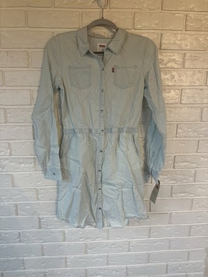 Levi s Light Wash Denim Shirt Dress Stranger Things Vibes Youth XL