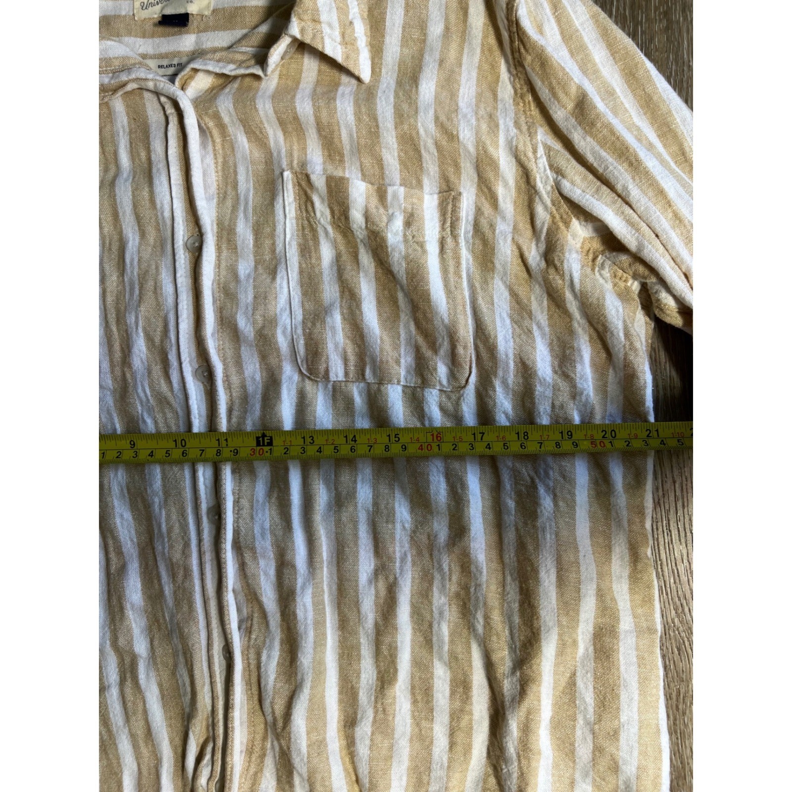Universal Thread Button Down Womens Medium Tan Wh… - image 3