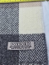 Vintage Wool Scarf "Foxford" Made in The West Of Ireland Chevron Plaid 12"x72"