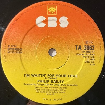 Philip Bailey - I'm Waitin' For Your Love - UK 12'' Vinyl - 1983 - CBS