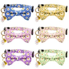 6 Pack Breakaway Cat Collars with Bow Tie and Bell Floral Cat Collars One Size