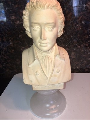 ANTIQUE STUDIO OF GIUSEPPE BESSI CARVED BUST OF MOZART SIGNED BY ARTIST 9 