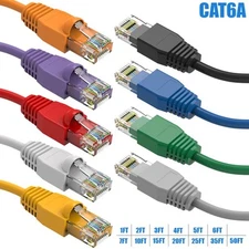 1-50FT Cat6A Network Ethernet Modem Molded Patch UTP Cable Gold Plated RJ45 LOT