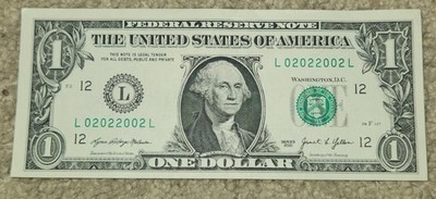 Fancy serial number 1 dollar bill (Binary) 02022002 | eBay