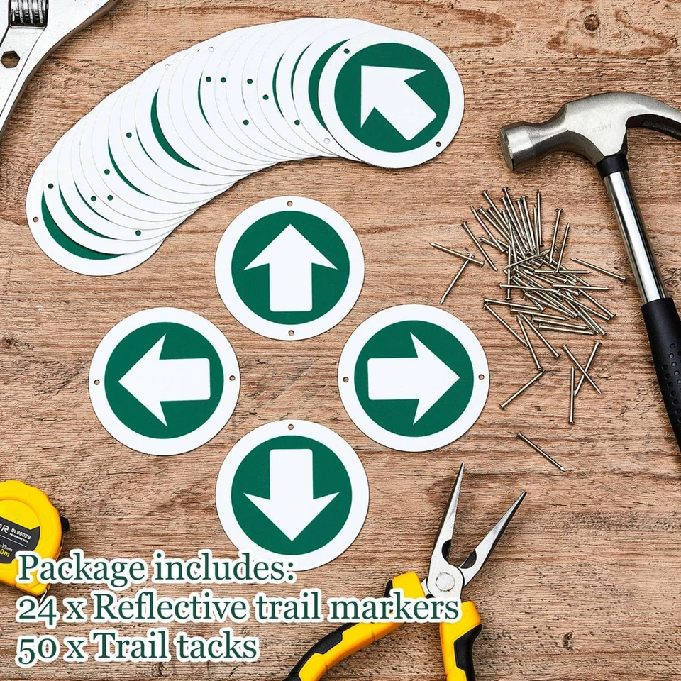 24 Pieces Bright Reflective Trail Markers round Bin Marker with Tacks - Image 3 of 4