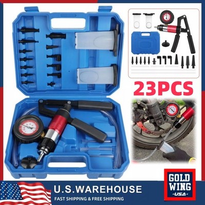 Set of 1 NEW Hand Held Vacuum &Pressure Pump Tester Tool 23PCS Brake Bleeder Kit