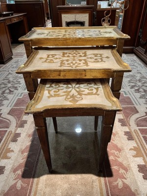 Vintage Florentine Nesting Tables Hollywood Regency Gilt Brocante