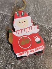 Merry Christmas wooden Santa Claus drum ornament Xmas decor