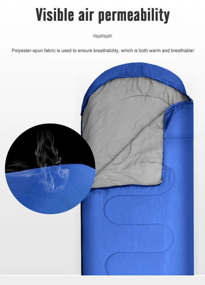 Outdoor Envelope Sleeping Bag Waterproof Ultralight Warm Adult Camping Hiking - Image 4 of 4