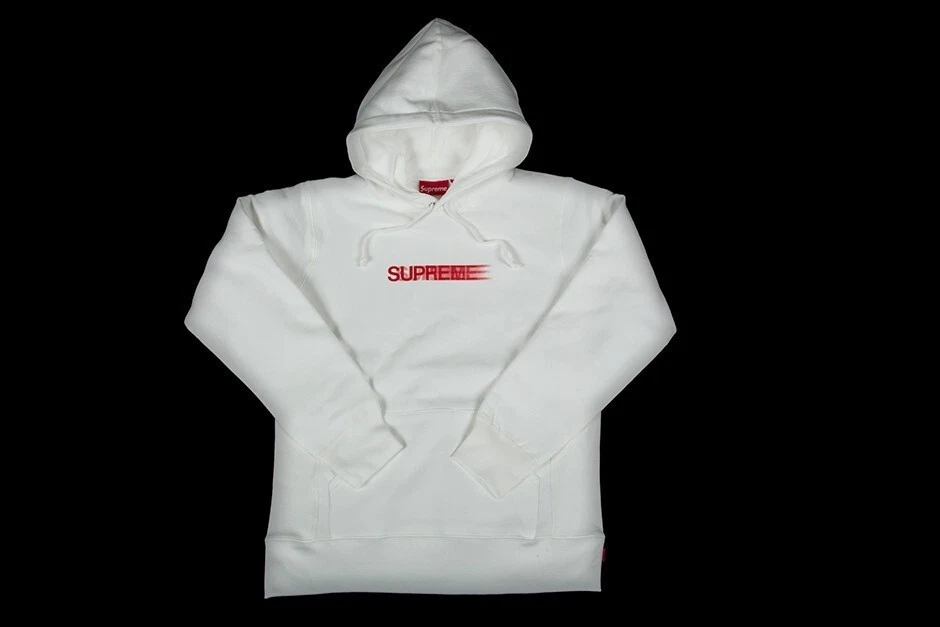 SWEAT SHIRT À CAPUCHE LOGO SUPREME MOTION FLAMBANT NEUF BLANC L LARGE
