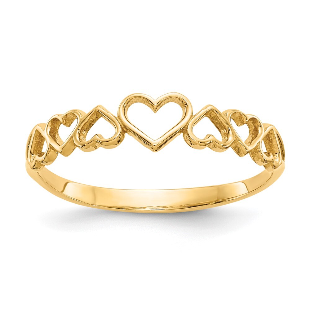 14k Yellow Gold Hearts Ring for Women Size 7, 1gram | eBay