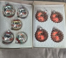 Vintage Commodore Christmas Classics Hand Decorated Glass Ornaments 9 (2 Boxes)