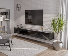 TV Lowboard 270 cm Schwarz Hochglanz Fernsehtisch TV-Schrank Wohnzimmer