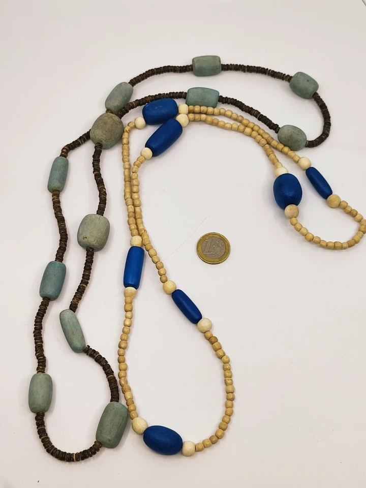 8 x Holzkette - Neu - Ibiza blau / Kette Sammlung Konvolut Schmuck Auflösung - Bild 2 von 4