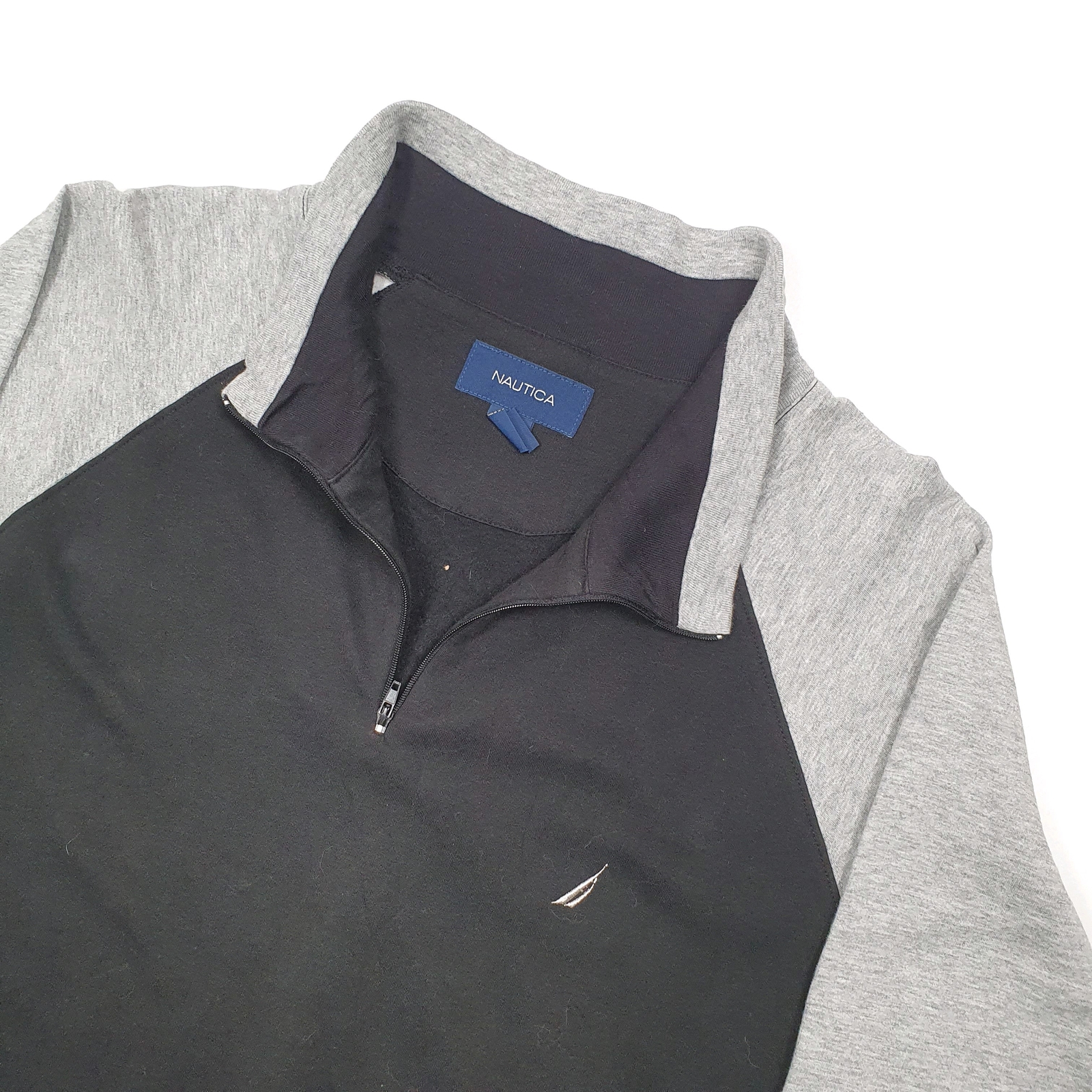 Mens NAUTICA Cotton 1/4 Quarter Zip Jumper Sweatshirt L image 2