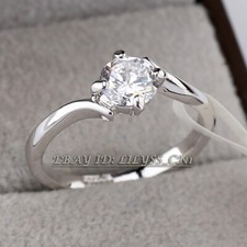 R014 Solitaire Engagement Wedding Ring 18KGP CZ Crystal Size K1/2 - S